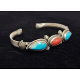 Kingman Turquoise & Red Coral -rannekoru