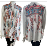  Naisten sulka-kuvioinen jakku Vibrant Feathers