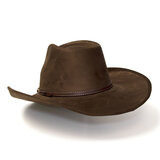 Suede finish pinch front -westernhattu, ruskea