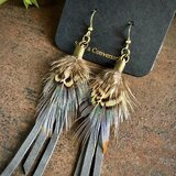 Sulka- ja nahka tupsukorvakorut, harmaa