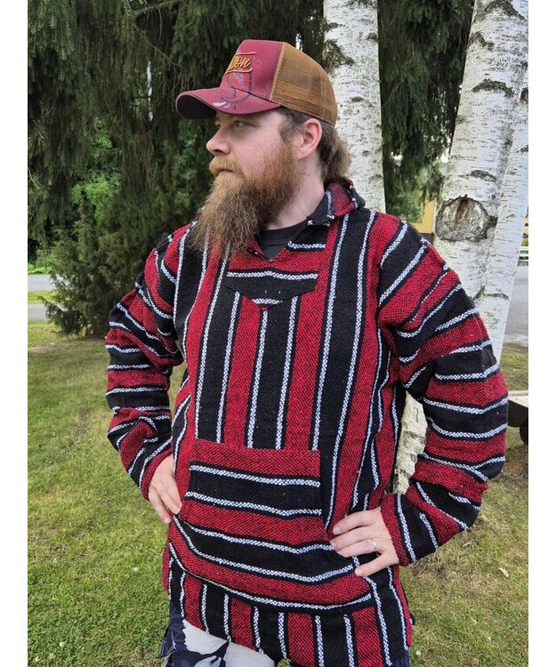  Baja-huppari Puna-musta-valkoinen **Koko 3XL**