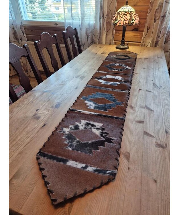  Kaitaliina lehmäntaljasta Aztec ruskea-musta-valkoinen 170 cm