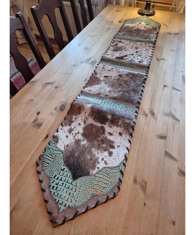  Kaitaliina lehmäntaljasta ruskea-turkoosi 170 cm