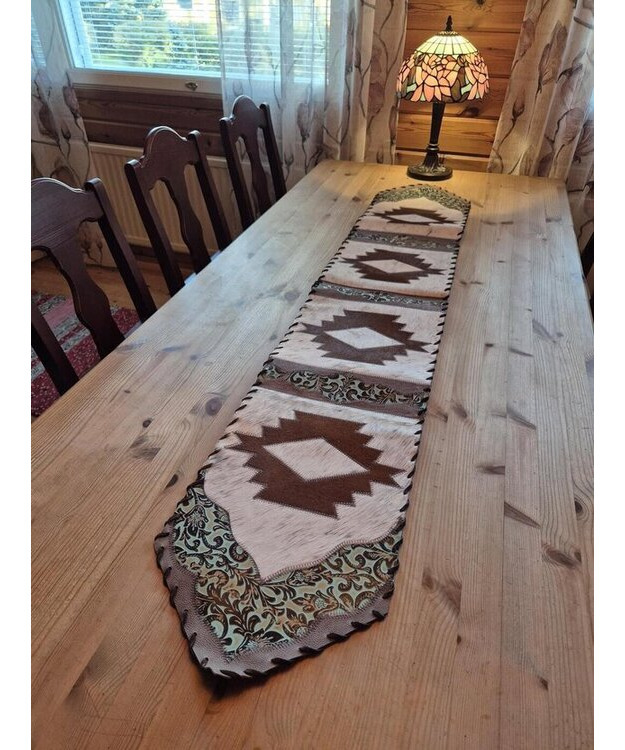  Kaitaliina lehmäntaljasta vaalea-ruskea-turkoosi 170 cm