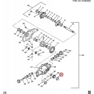 Etuvetoakselin akselitiiviste vasen GM 2002-2009