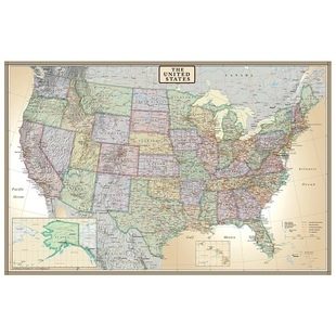 USA kartta-juliste (antiikkinen)