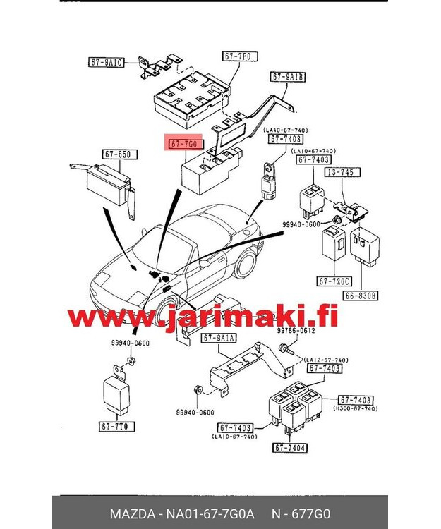 Airbagin virtalähde Mazda Miata/MX5 1991-1994