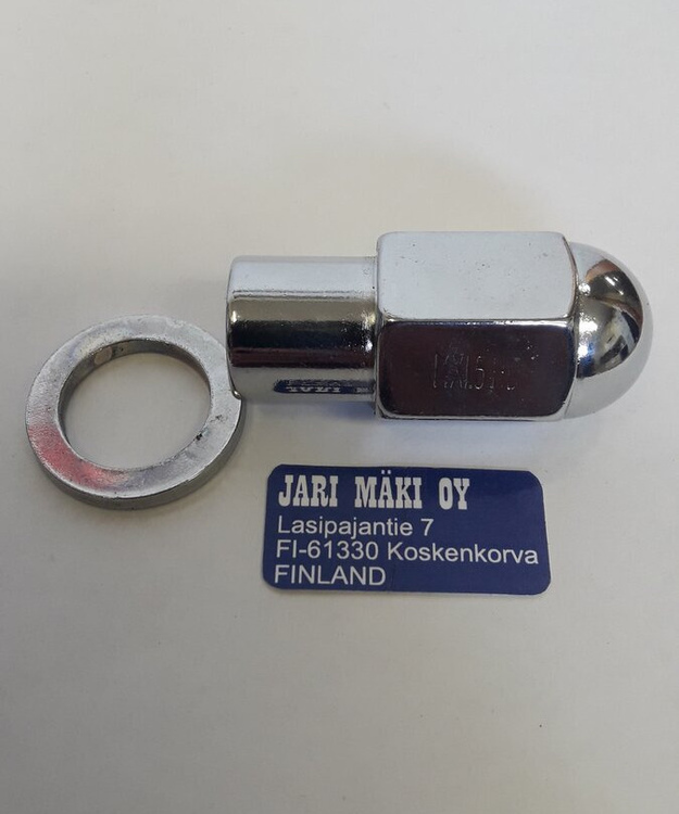 Alumiinivanne holkkimutteri kromattu M14X1.5HD Dually 
