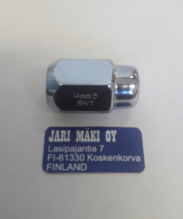 Alumiinivanne mutteri kromattu M14X1.5
