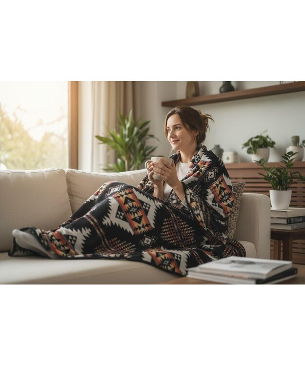 Aztec Kuvioinen Viltti beige/musta