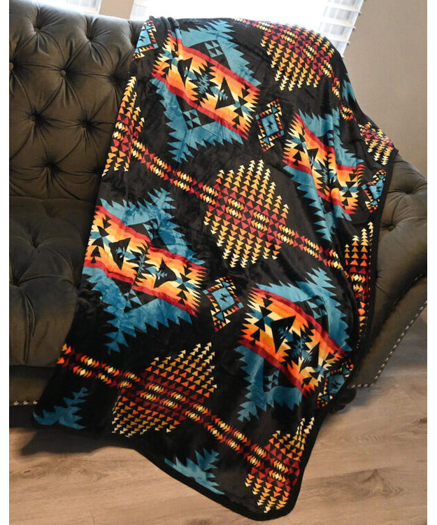 Aztec Kuvioinen Viltti musta/turkoosi