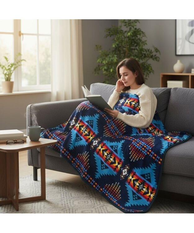 Aztec Kuvioinen Viltti sininen/musta