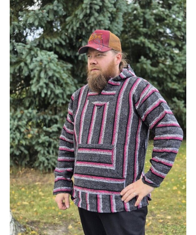 Baja-huppari Harmaa pinkeillä raidoilla **Koko XL**