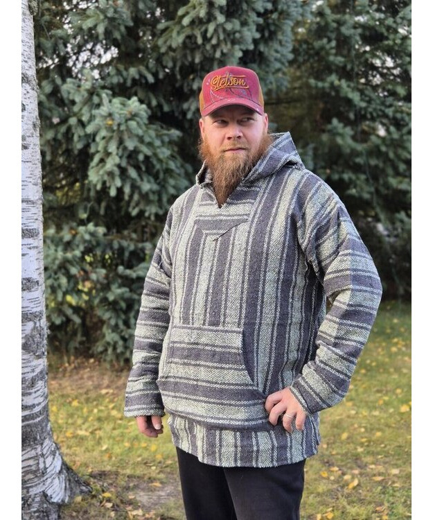  Baja-huppari Harmaa-vaalean vihreä raitainen **Koko XXL**