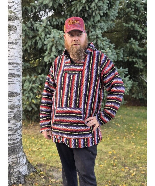 Baja-huppari Musta-kelta-puna-lilat raidat **Koko 3XL**
