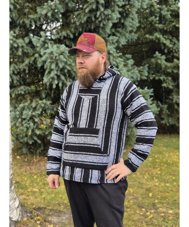 Baja-huppari Musta-valko-raitainen **Koko L**