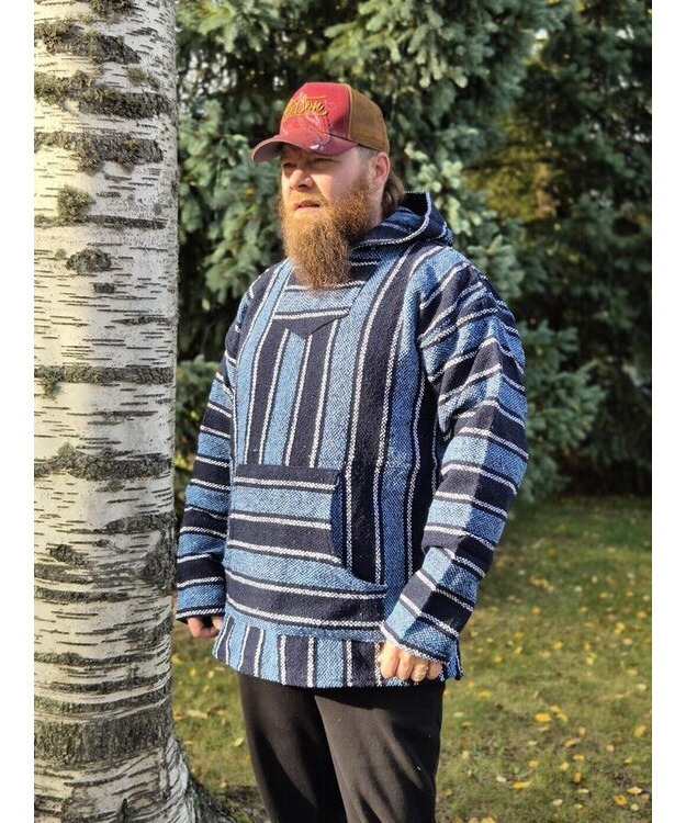 Baja-huppari Navy-vaaleansiniset raidat **Koko XXL**