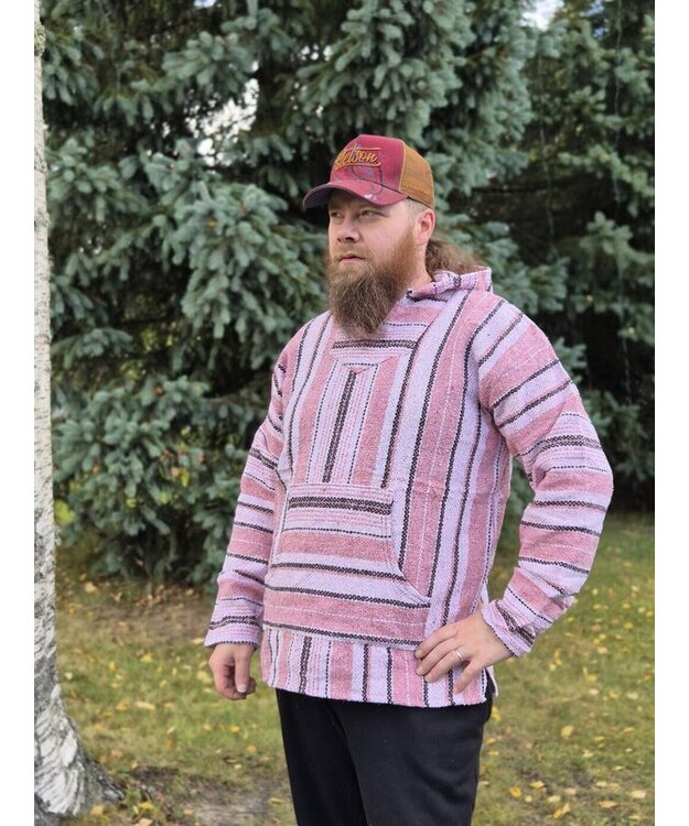 Baja-huppari Vaaleanpunainen musta-valkoisilla raidoilla **Koko XL**