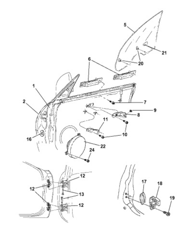 Etuoven saranatappi Chrysler Neon 1995-1999