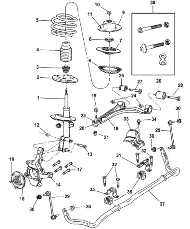 Etuvakaajan yhdystangon mutteri M12X1.75 Chrysler Voyager 2000-2019