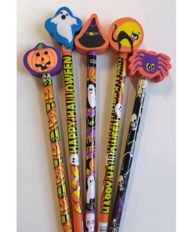 Halloween lyijykynä kumilla, erilaisia