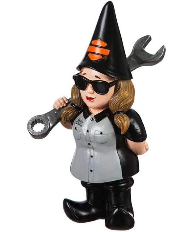 Harley-Davidson -puutarhatonttu naismekaanikko