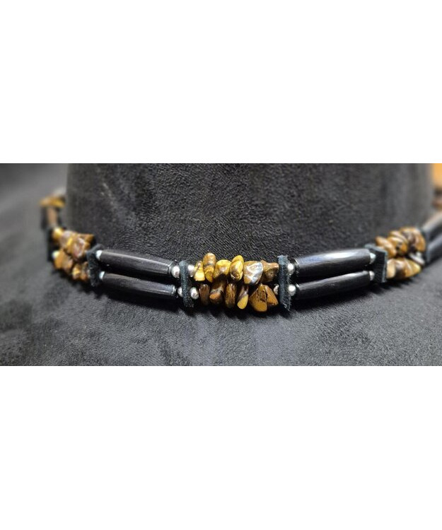 Hattupanta kivet ja helmet, musta-ruskea