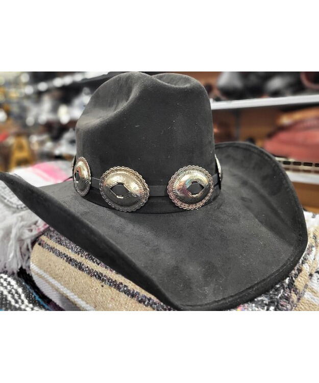 Nahkainen hattupanta isoilla conchoilla, musta