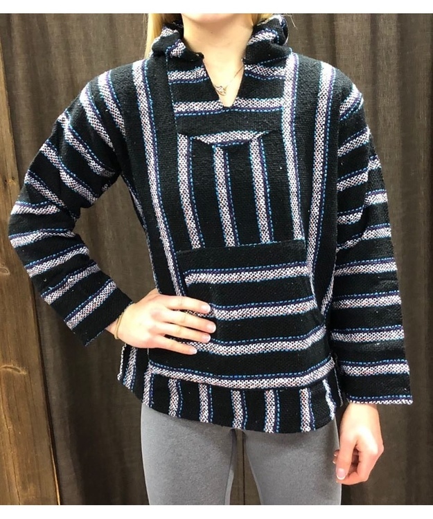 Huppari Meksikotyylinen Musta, vaaleilla raidoilla