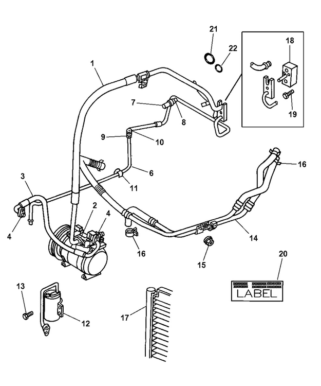 Ilmastoinnin putki "discharge" Chrysler Voyager 1996-2000