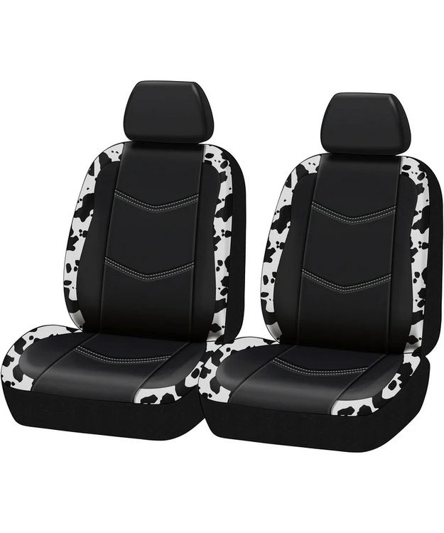 Istuimen päällinen lehmäkuosi musta 2-pack