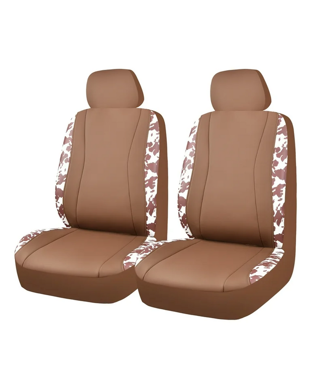 Istuimen päällinen lehmäkuosi ruskea 2-pack