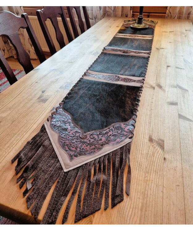 Kaitaliina lehmäntaljasta ruskea-tummanpunainen 195 cm