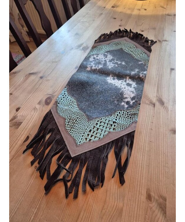 Kaitaliina lehmäntaljasta ruskea-turkoosi 98 cm