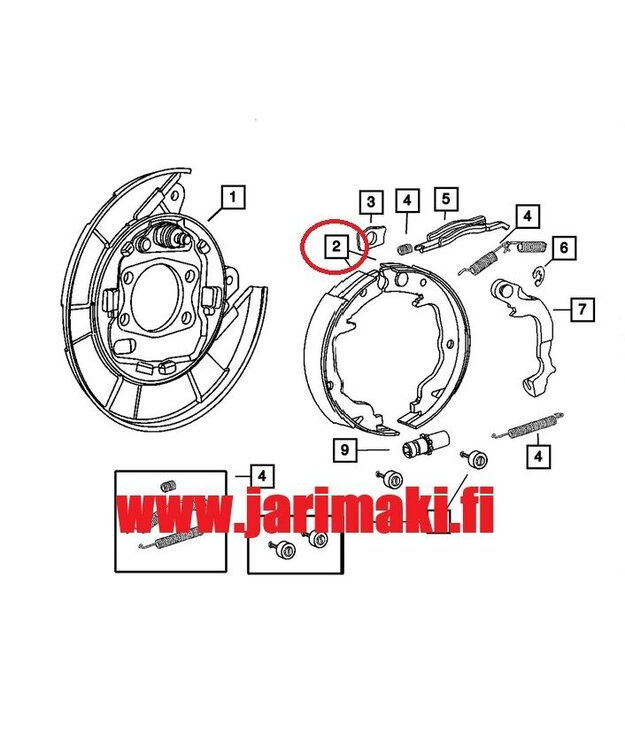 Käsijarrukenkä Dodge Caliber 2007-2012