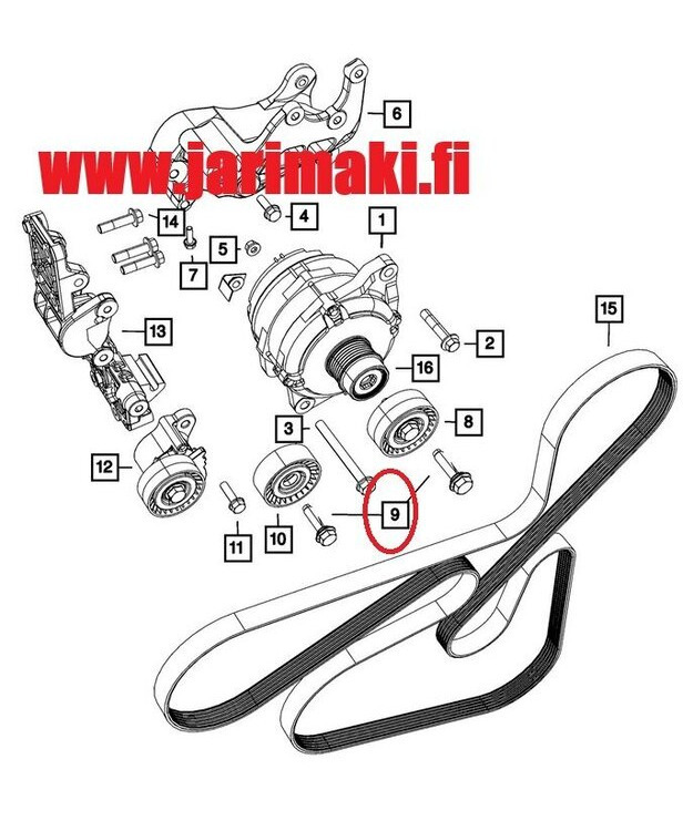 Kauttakulkupyörän pultti Mopar 2.0/2.4/3.6 2007-2023