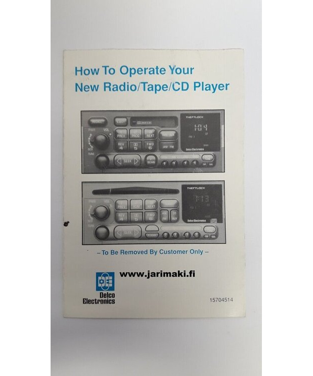 Käyttäjän käsikirja käytetty Englanniksi Delco Electronics 1995-2002