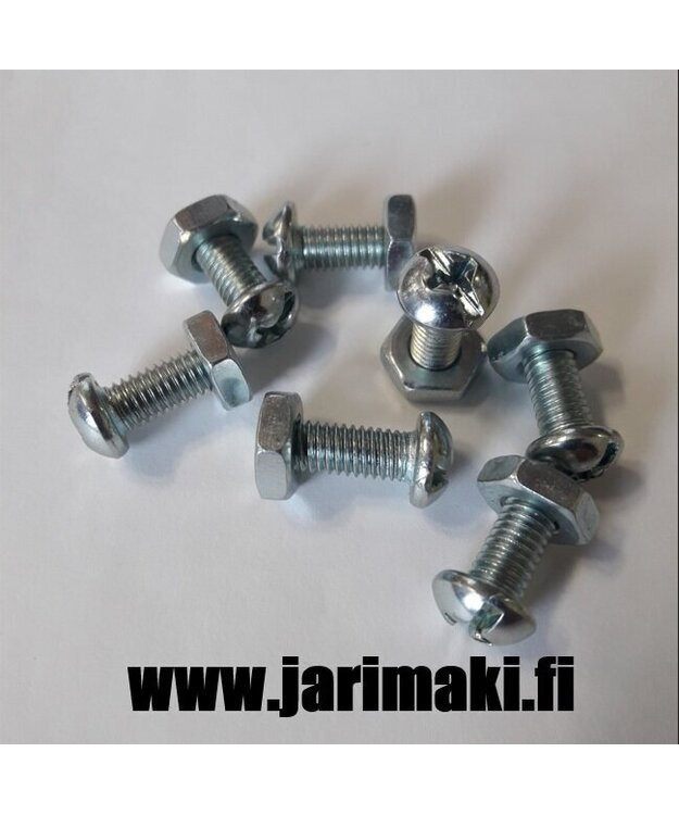 Koneruuvi ja mutteri 10-32X1/2" sinkitty teräs