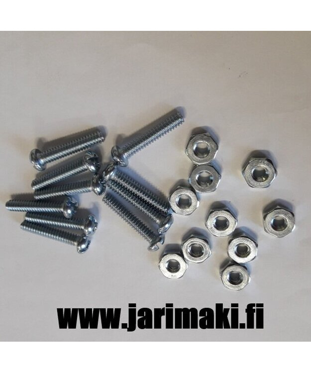 Koneruuvi ja mutteri 6-32X3/4" sinkitty teräs