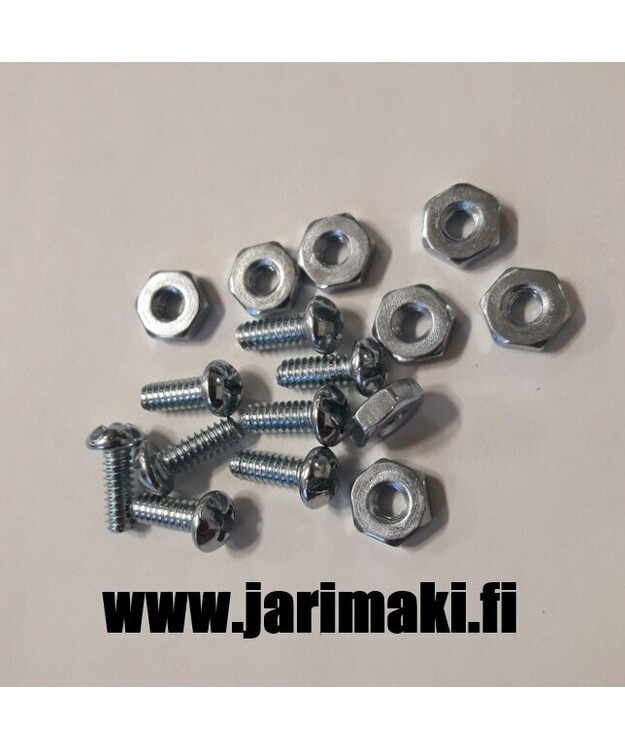 Koneruuvi ja mutteri 6-32X3/8" sinkitty teräs