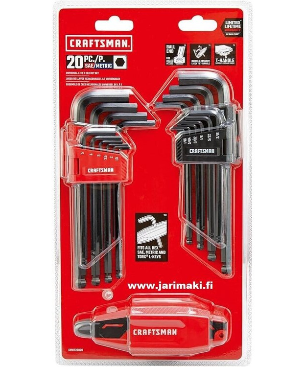 Kuusiokoloavainsarja SAE tuumakoko/metrinen  20-osaa Craftsman