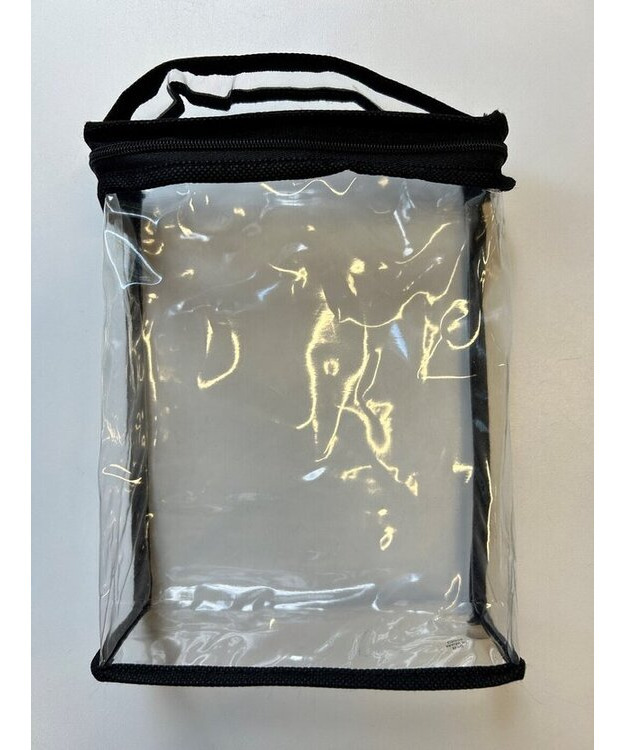 Läpinäkyvä vetoketjullinen pussi