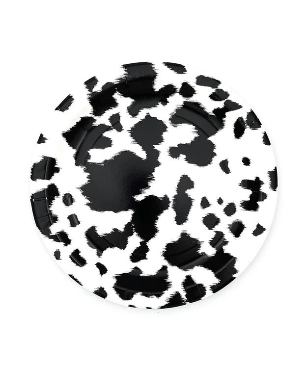 Lehmä kuvioinen -ruokalautanen, musta (8 kpl)