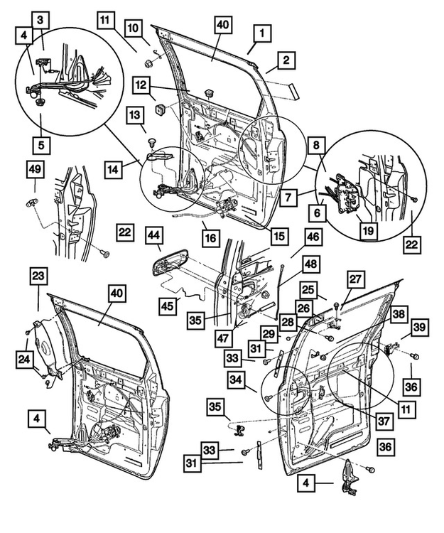 Liukuoven puskurilevy Chrysler Voyager 2001-2004