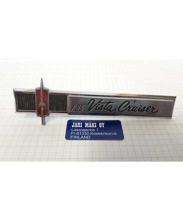 Merkki metallia kojetauluun Oldsmobile Vista Cruiser F-85 1965