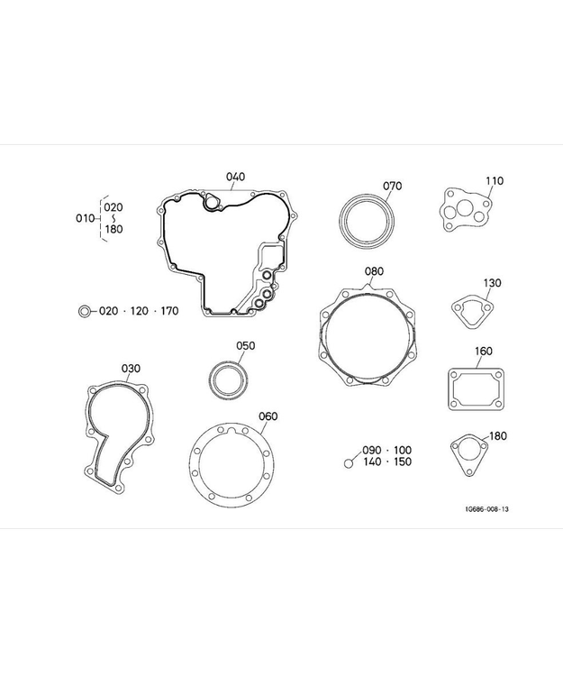 Moottorin alapään tiivistesarja Aixam Kubota Z482-E4B 