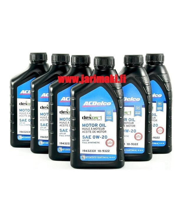 Moottoriöljy täyssynteettinen 0W20 GM Dexos1 GEN3 1 Quart (946ml)