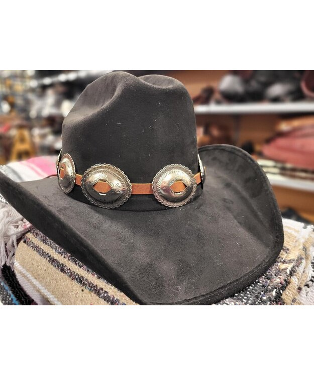 Nahkainen hattupanta isoilla conchoilla, ruskea