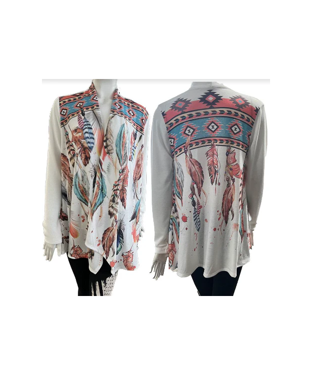 Naisten sulka-kuvioinen jakku