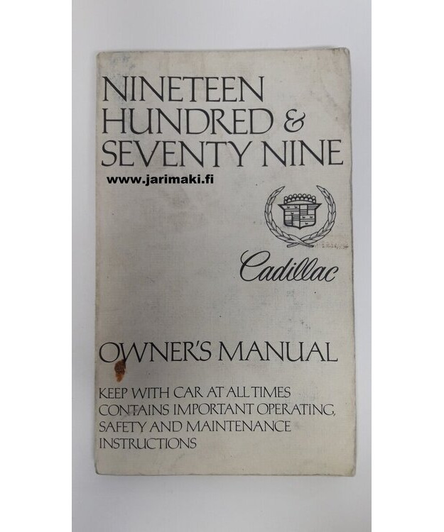 Omistajan käsikirja käytetty Englanniksi Cadillac 1979